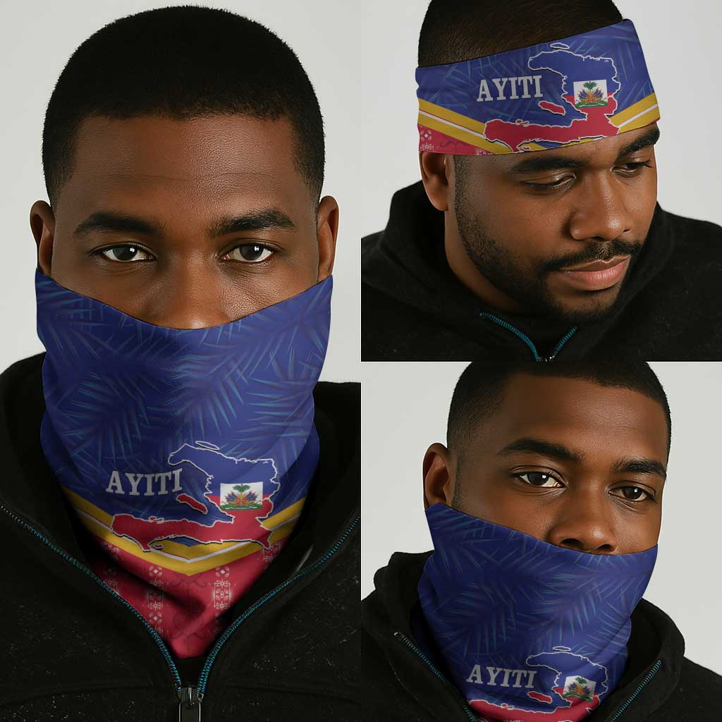 Afro-Haitians Neck Gaiter Proud Ayiti Veve Vodou Royal Palm Leaves - African Pride