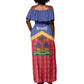 Afro-Haitians Off Shoulder Maxi Dress Proud Ayiti Veve Vodou Royal Palm Leaves - African Pride
