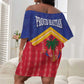 Afro-Haitians Off Shoulder Short Dress Proud Ayiti Veve Vodou Royal Palm Leaves - African Pride