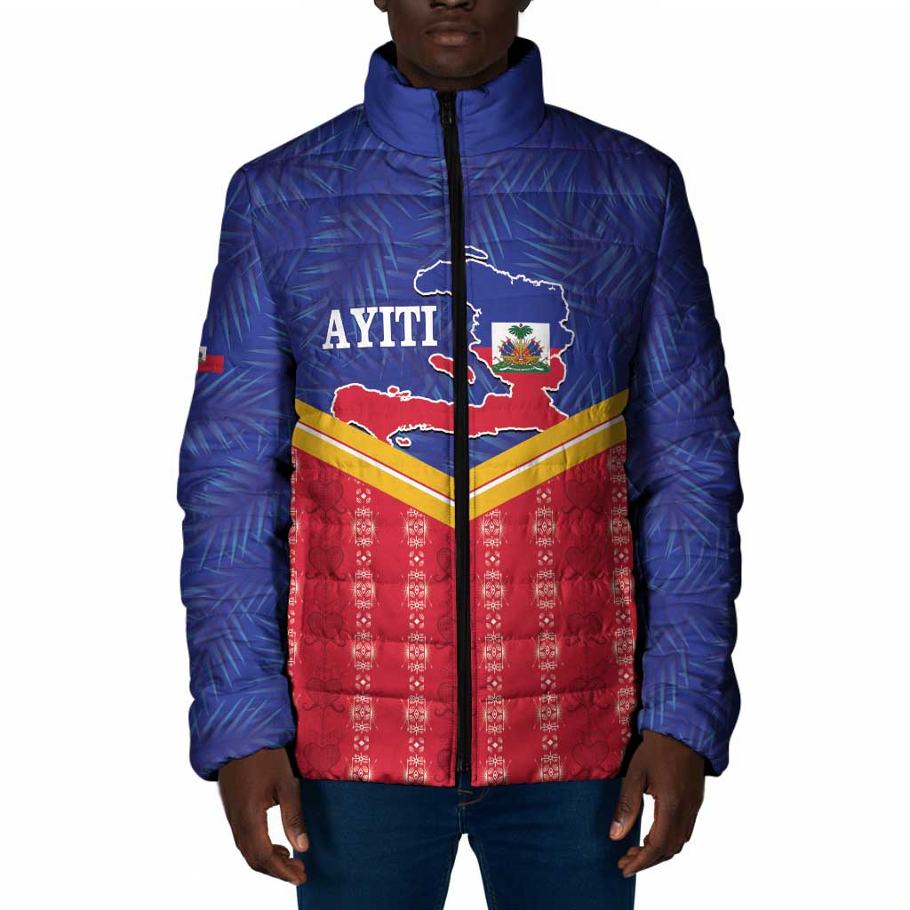 Afro-Haitians Padded Jacket Proud Ayiti Veve Vodou Royal Palm Leaves - African Pride
