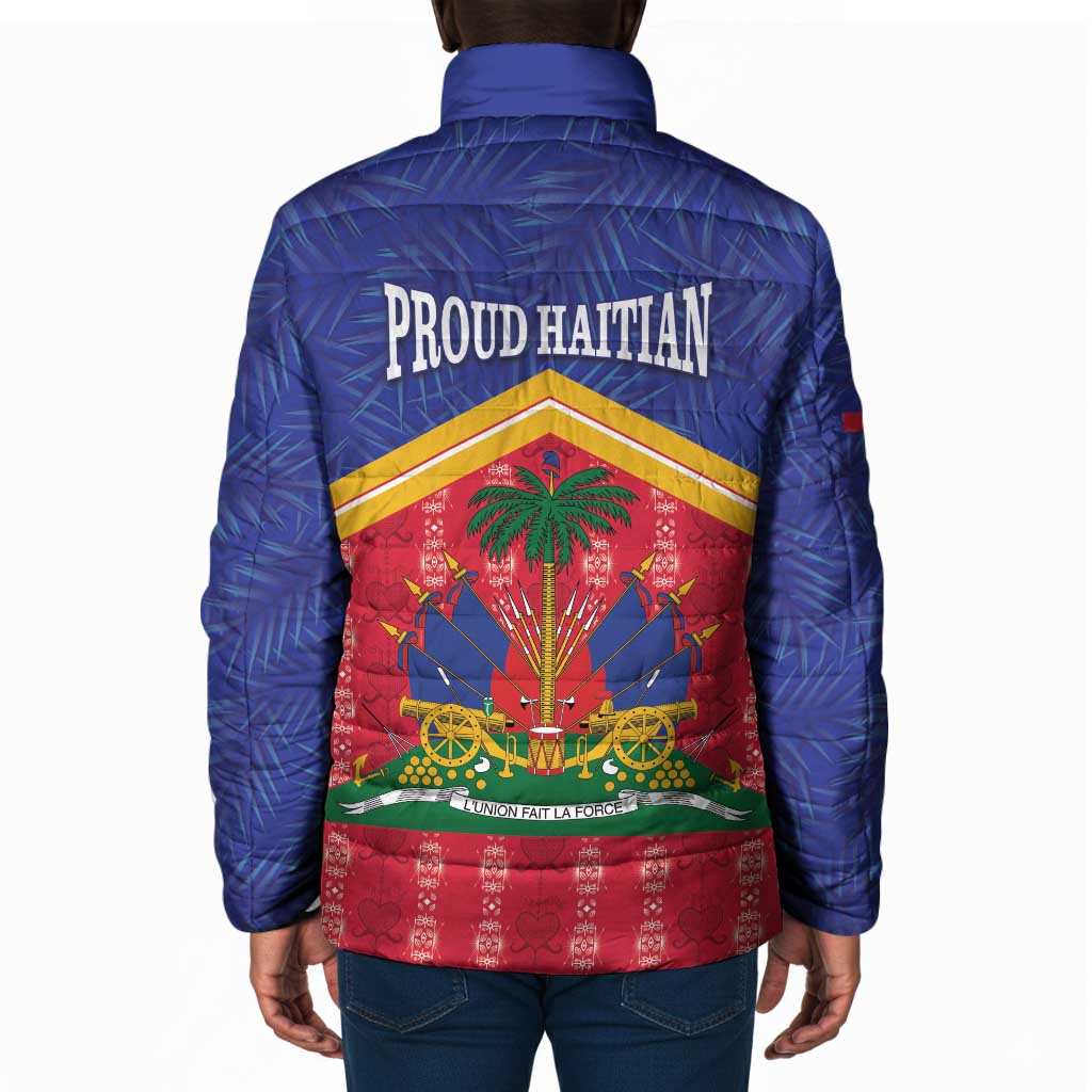 Afro-Haitians Padded Jacket Proud Ayiti Veve Vodou Royal Palm Leaves - African Pride