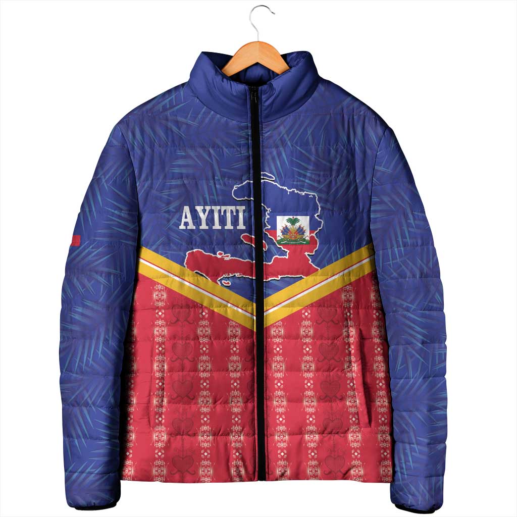 Afro-Haitians Padded Jacket Proud Ayiti Veve Vodou Royal Palm Leaves - African Pride