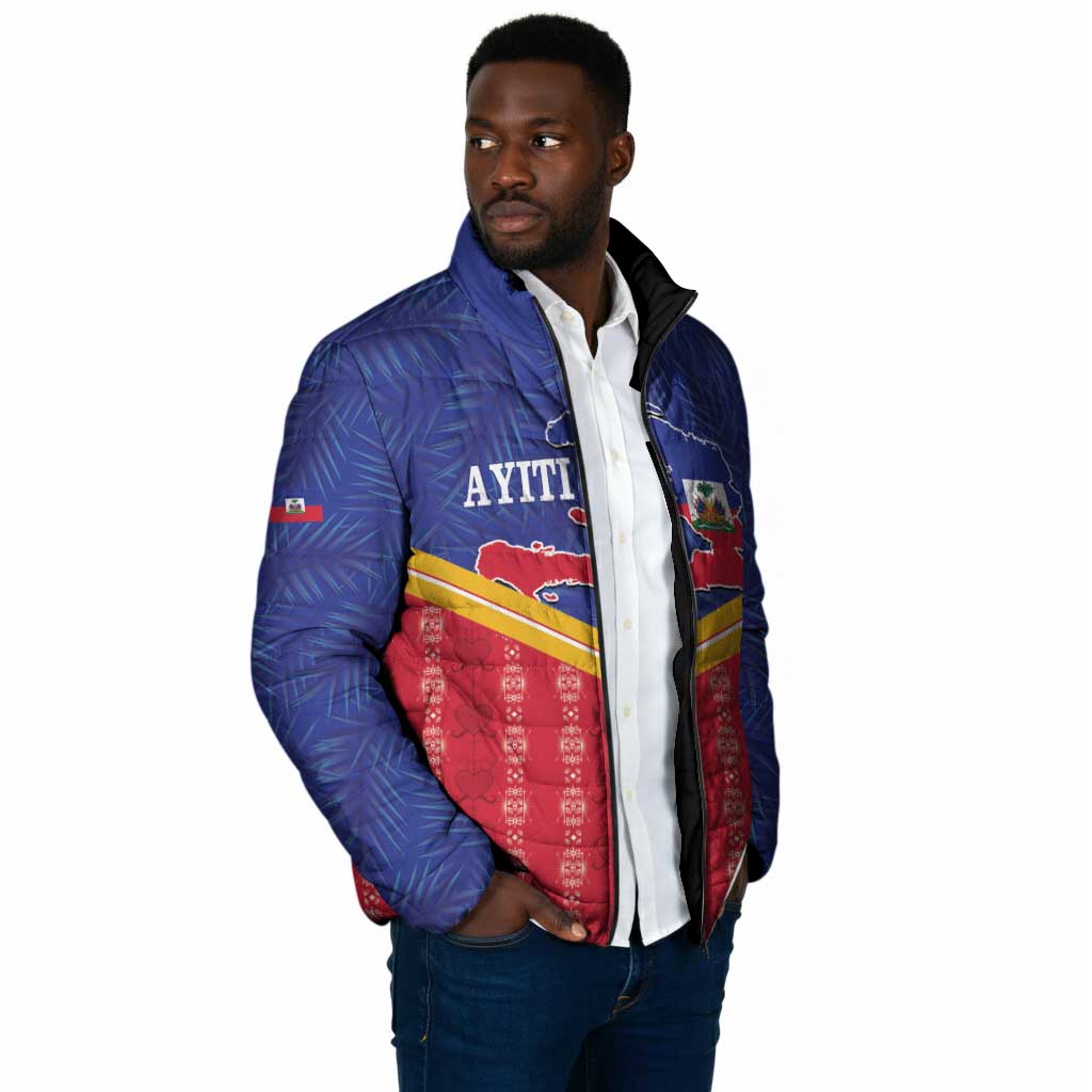 Afro-Haitians Padded Jacket Proud Ayiti Veve Vodou Royal Palm Leaves - African Pride