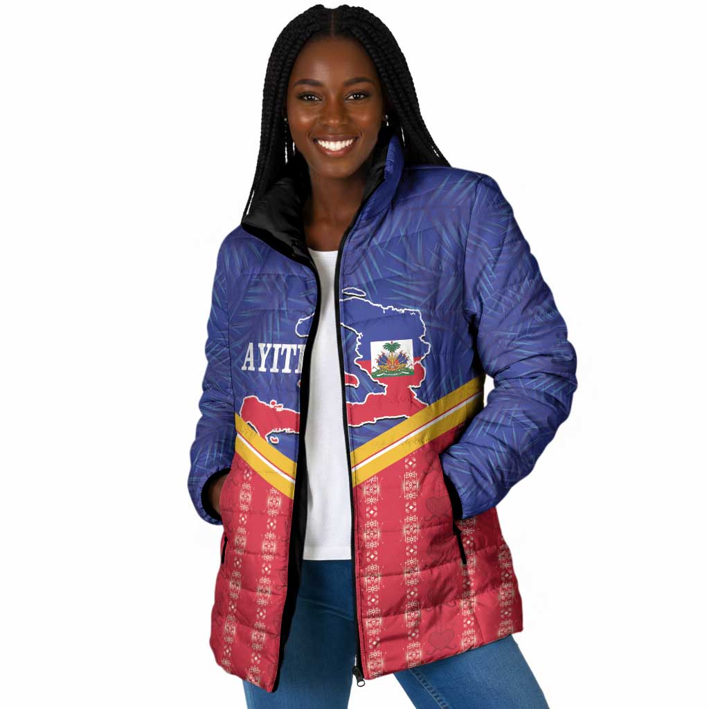 Afro-Haitians Padded Jacket Proud Ayiti Veve Vodou Royal Palm Leaves - African Pride