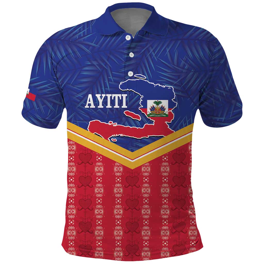 Afro-Haitians Polo Shirt Proud Ayiti Veve Vodou Royal Palm Leaves LT14