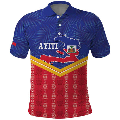 Afro-Haitians Polo Shirt Proud Ayiti Veve Vodou Royal Palm Leaves LT14