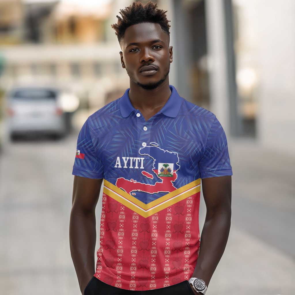 Afro-Haitians Polo Shirt Proud Ayiti Veve Vodou Royal Palm Leaves LT14