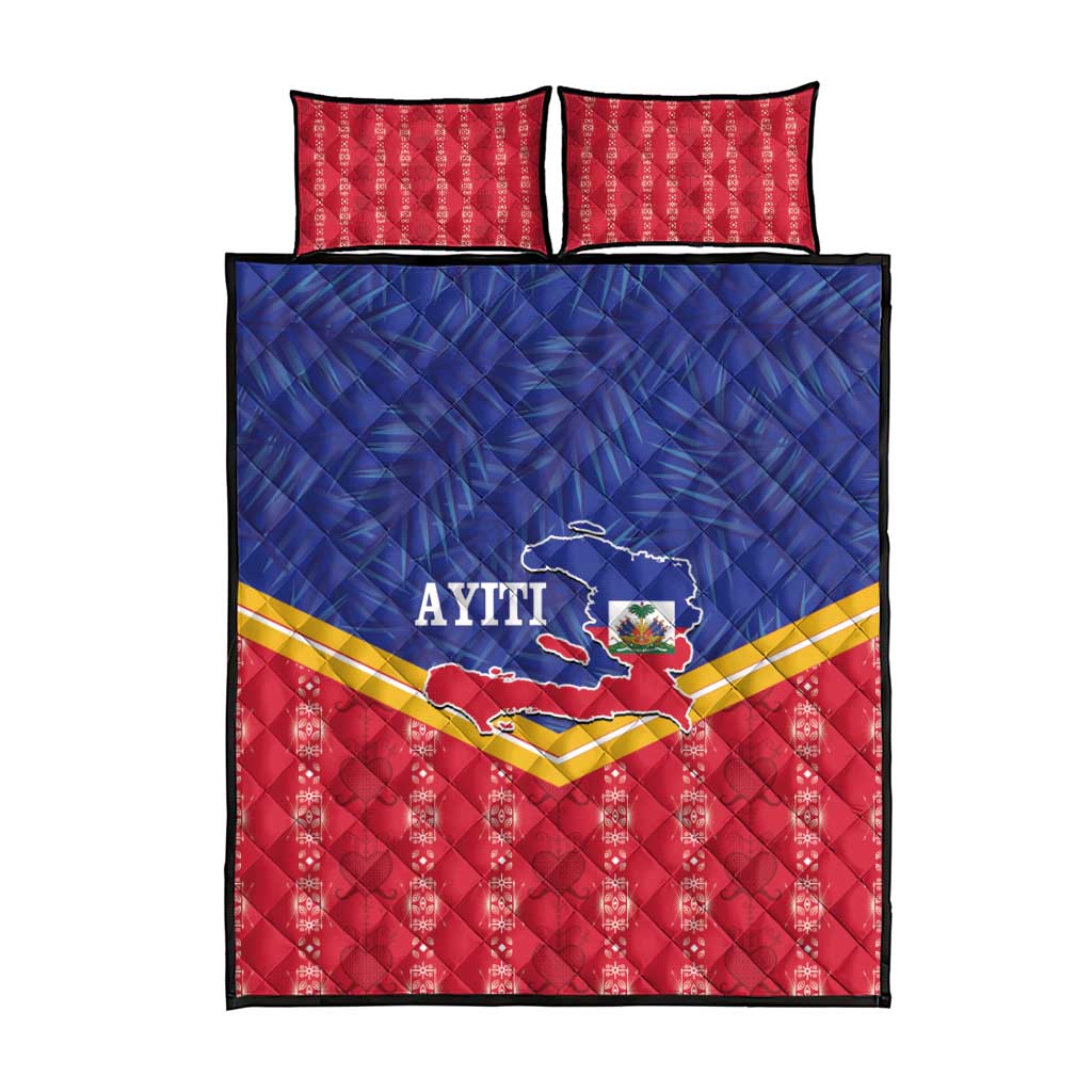 Afro-Haitians Quilt Bed Set Proud Ayiti Veve Vodou Royal Palm Leaves - African Pride