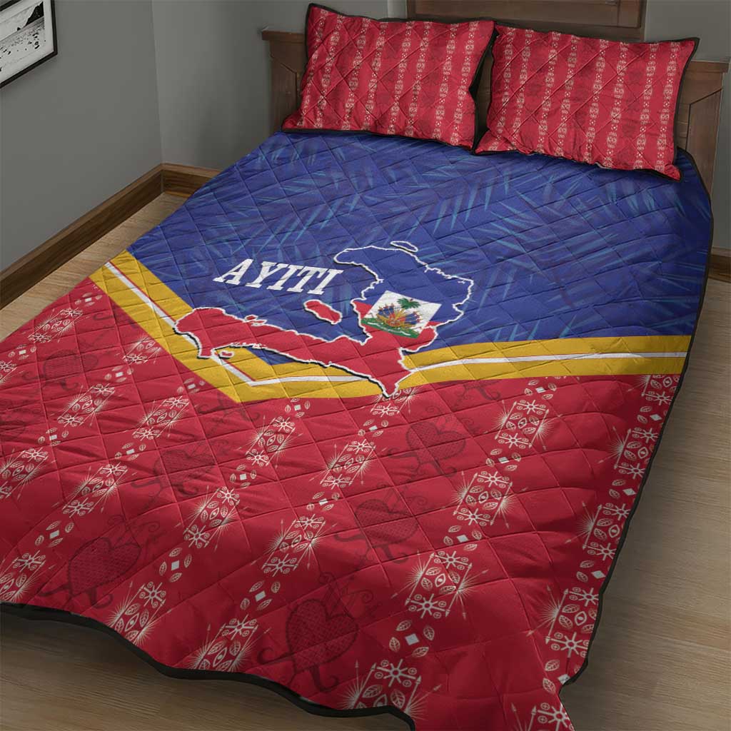 Afro-Haitians Quilt Bed Set Proud Ayiti Veve Vodou Royal Palm Leaves - African Pride