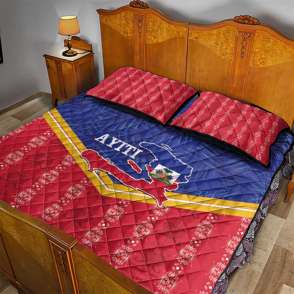 Afro-Haitians Quilt Bed Set Proud Ayiti Veve Vodou Royal Palm Leaves - African Pride
