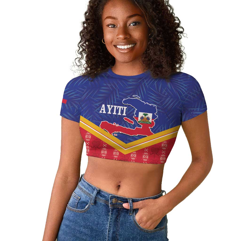 Afro-Haitians Raglan Cropped T shirt Proud Ayiti Veve Vodou Royal Palm Leaves LT14