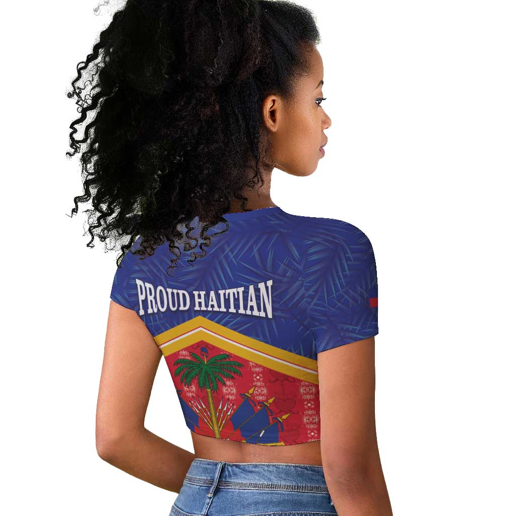 Afro-Haitians Raglan Cropped T shirt Proud Ayiti Veve Vodou Royal Palm Leaves LT14