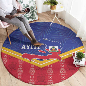 Afro-Haitians Round Carpet Proud Ayiti Veve Vodou Royal Palm Leaves - African Pride