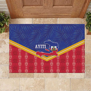 Afro-Haitians Rubber Doormat Proud Ayiti Veve Vodou Royal Palm Leaves - African Pride