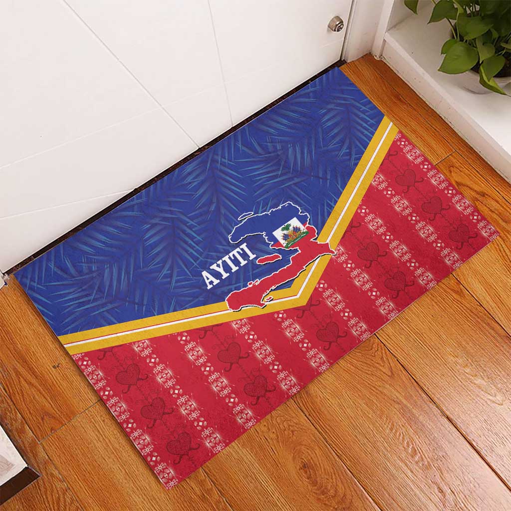 Afro-Haitians Rubber Doormat Proud Ayiti Veve Vodou Royal Palm Leaves - African Pride