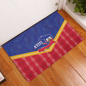 Afro-Haitians Rubber Doormat Proud Ayiti Veve Vodou Royal Palm Leaves - African Pride