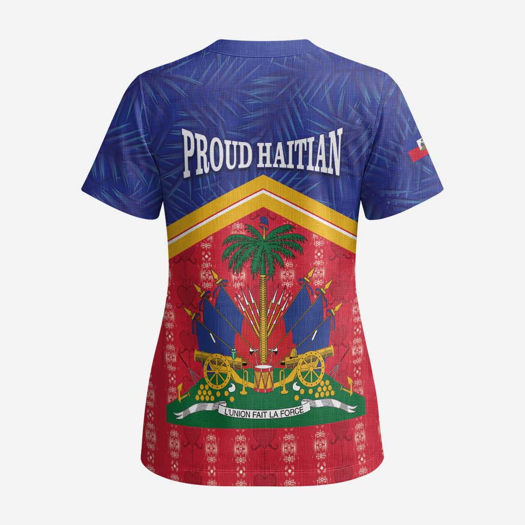 Afro-Haitians Scrub Top Proud Ayiti Veve Vodou Royal Palm Leaves - African Pride