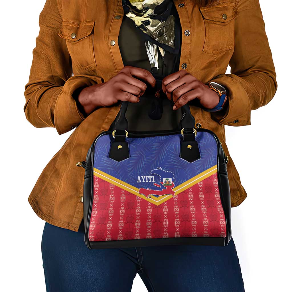 Afro-Haitians Shoulder Handbag Proud Ayiti Veve Vodou Royal Palm Leaves - African Pride