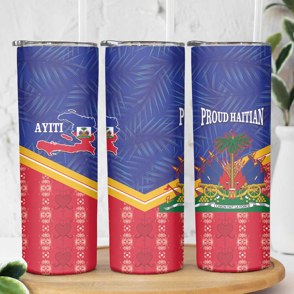 Afro-Haitians Skinny Tumbler Proud Ayiti Veve Vodou Royal Palm Leaves - African Pride