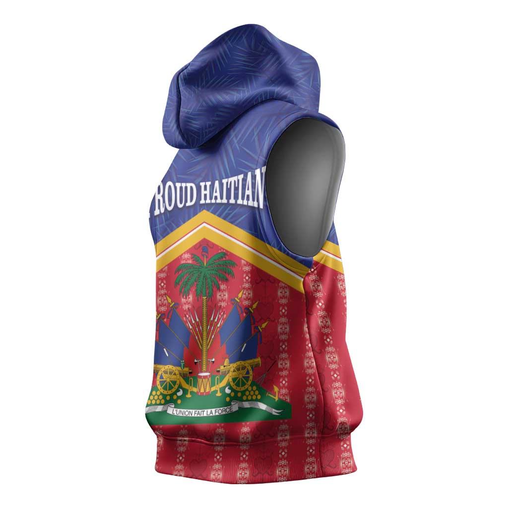 Afro-Haitians Sleeveless Hoodie Proud Ayiti Veve Vodou Royal Palm Leaves - African Pride