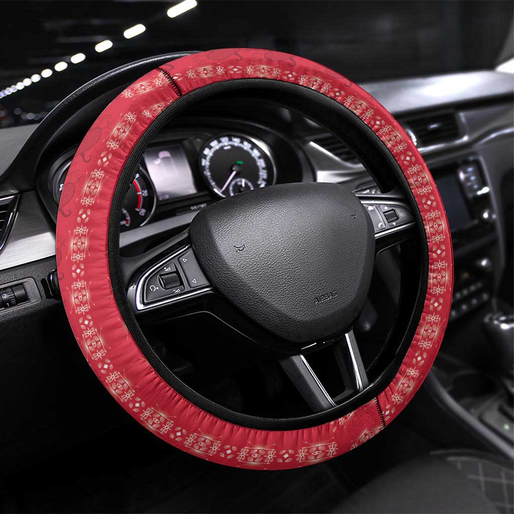 Afro-Haitians Steering Wheel Cover Proud Ayiti Veve Vodou Royal Palm Leaves - African Pride