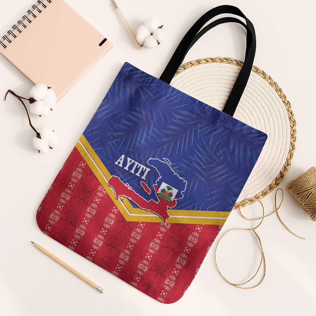 Afro-Haitians Tote Bag Proud Ayiti Veve Vodou Royal Palm Leaves - African Pride
