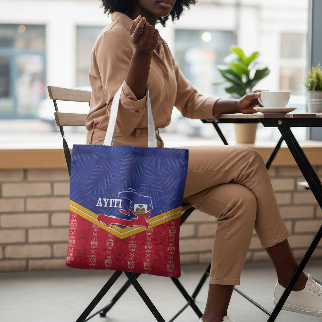 Afro-Haitians Tote Bag Proud Ayiti Veve Vodou Royal Palm Leaves - African Pride