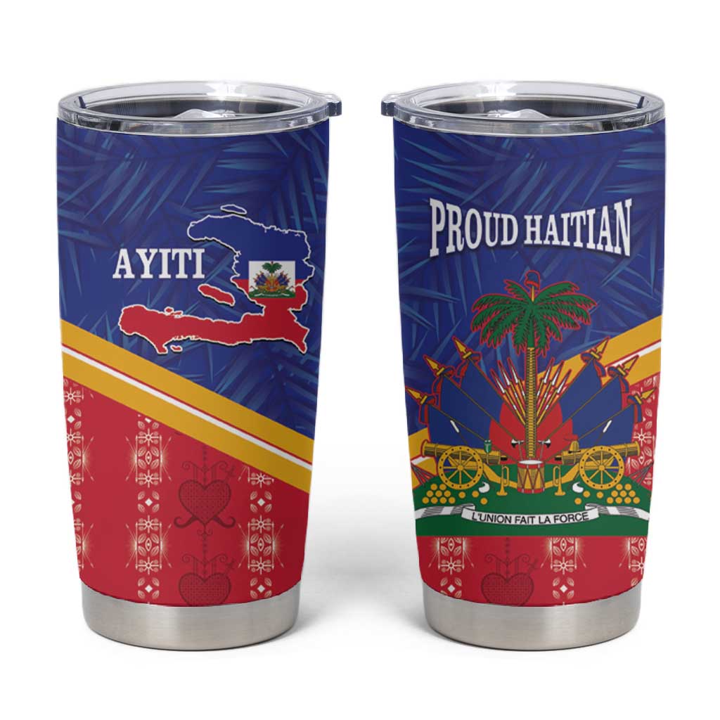 Afro-Haitians Tumbler Cup Proud Ayiti Veve Vodou Royal Palm Leaves - African Pride