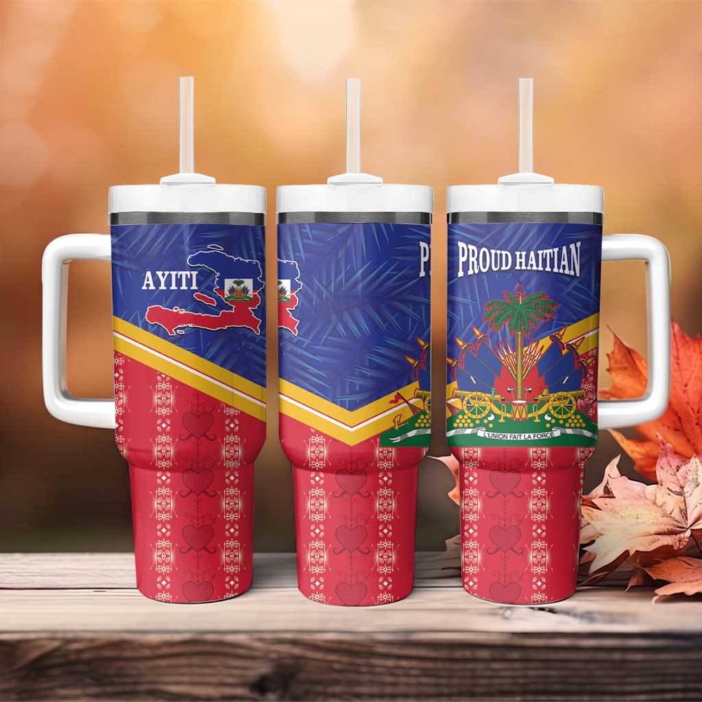 Afro-Haitians Tumbler With Handle Proud Ayiti Veve Vodou Royal Palm Leaves - African Pride