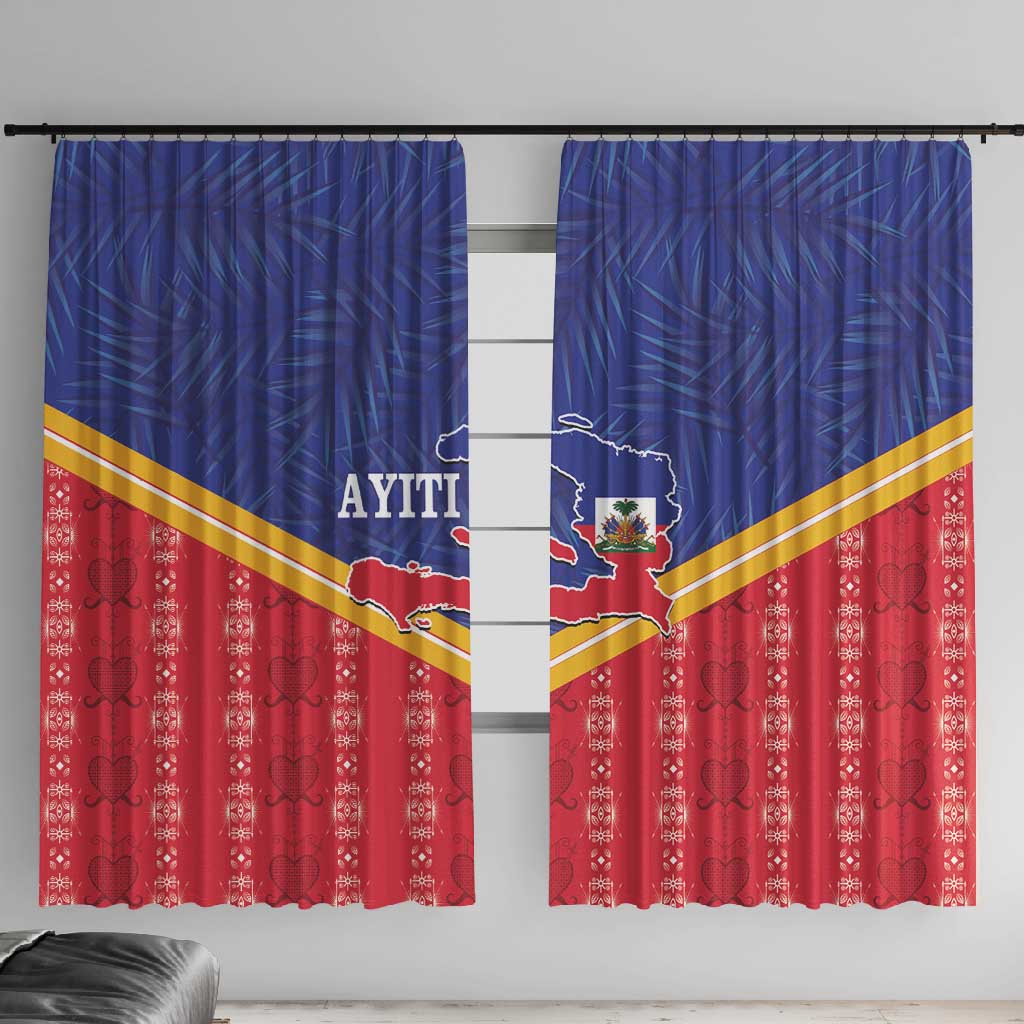 Afro-Haitians Window Curtain Proud Ayiti Veve Vodou Royal Palm Leaves - African Pride
