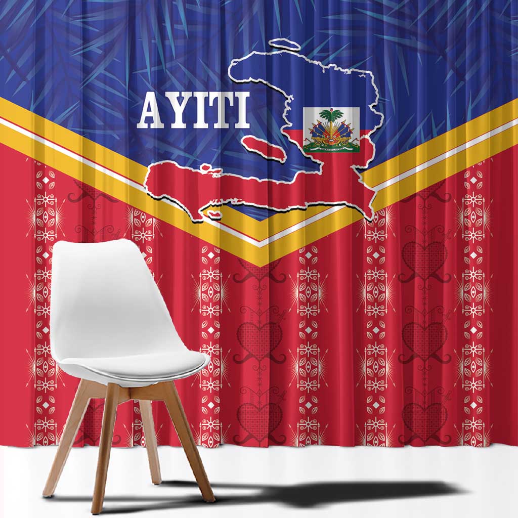 Afro-Haitians Window Curtain Proud Ayiti Veve Vodou Royal Palm Leaves - African Pride