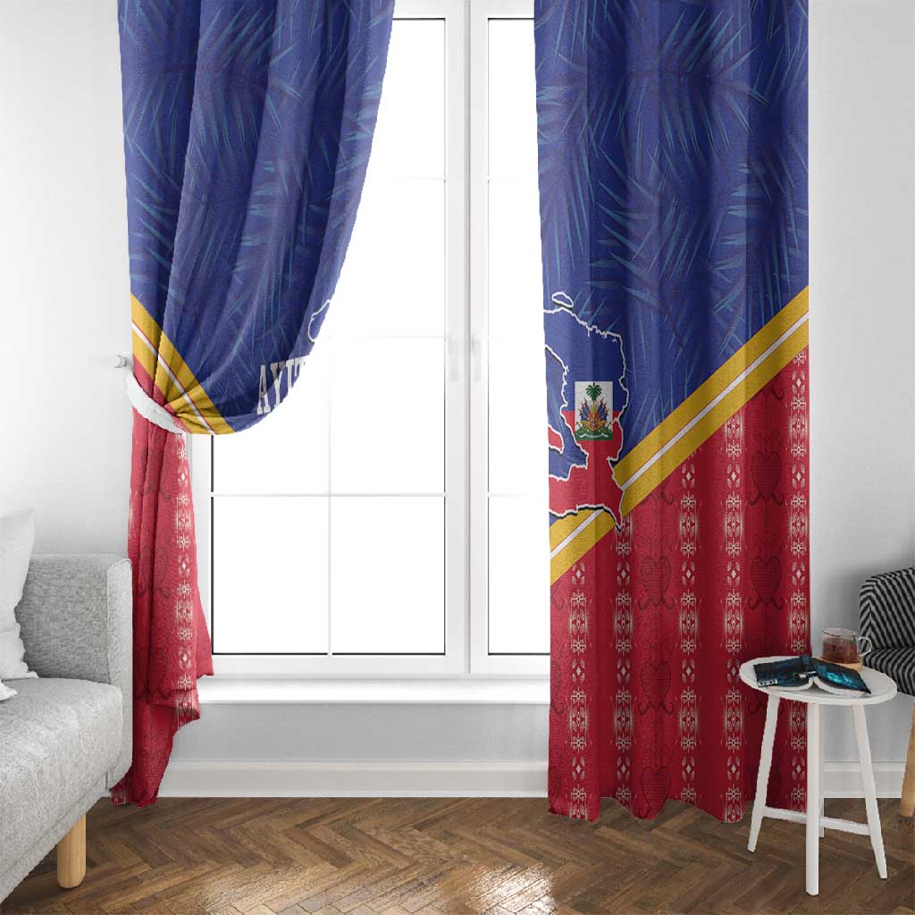 Afro-Haitians Window Curtain Proud Ayiti Veve Vodou Royal Palm Leaves - African Pride