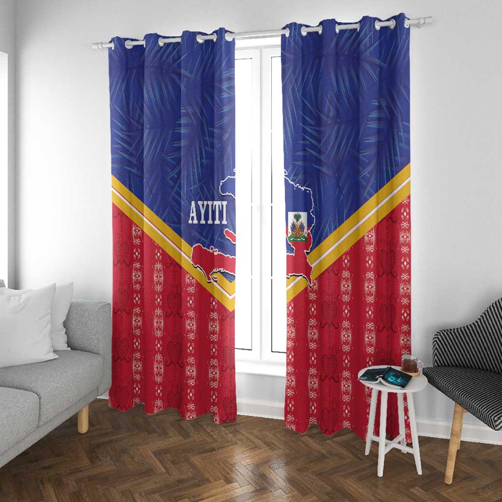 Afro-Haitians Window Curtain Proud Ayiti Veve Vodou Royal Palm Leaves - African Pride