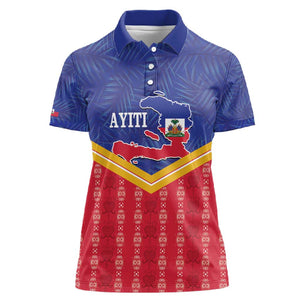 Afro-Haitians Women Polo Shirt Proud Ayiti Veve Vodou Royal Palm Leaves - African Pride