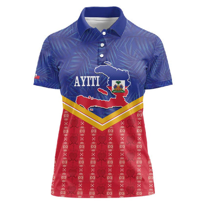 Afro-Haitians Women Polo Shirt Proud Ayiti Veve Vodou Royal Palm Leaves - African Pride