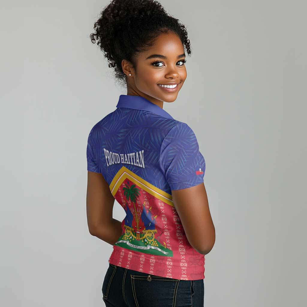 Afro-Haitians Women Polo Shirt Proud Ayiti Veve Vodou Royal Palm Leaves - African Pride