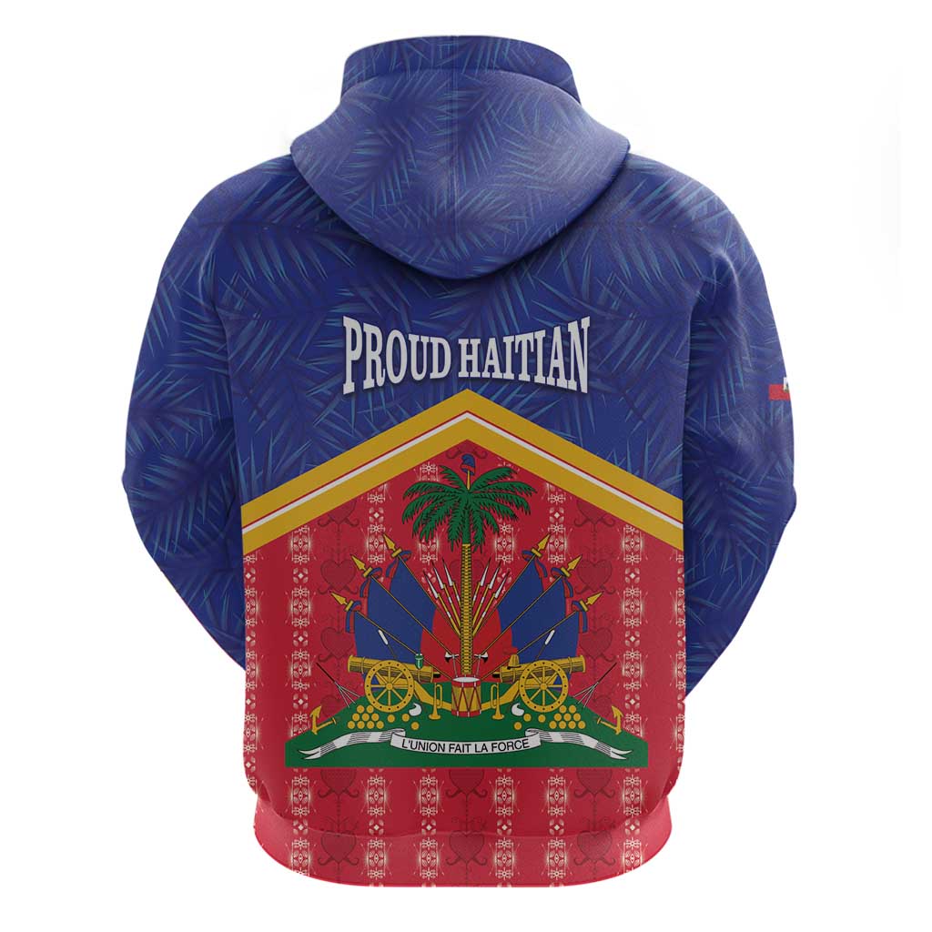 Afro-Haitians Zip Hoodie Proud Ayiti Veve Vodou Royal Palm Leaves - African Pride