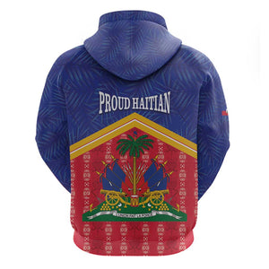 Afro-Haitians Zip Hoodie Proud Ayiti Veve Vodou Royal Palm Leaves - African Pride