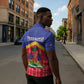 Afro-Haitians Zipper Polo Shirt Proud Ayiti Veve Vodou Royal Palm Leaves - African Pride