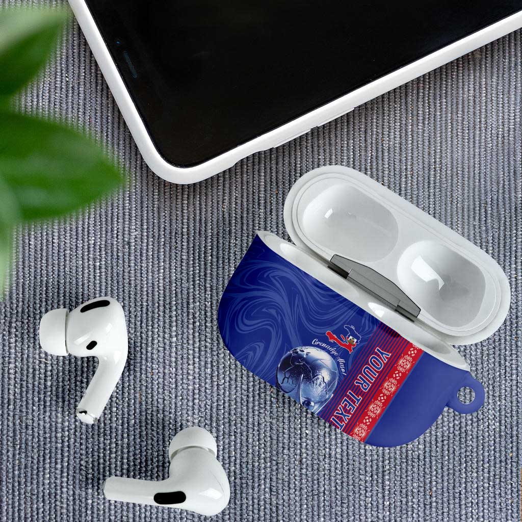 Custom Afro-Haiti Football AirPods Case 2026 Grenadye Alaso Blue Version - African Pride