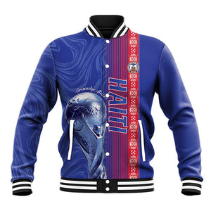 Custom Afro-Haiti Football Baseball Jacket 2026 Grenadye Alaso Blue Version - African Pride