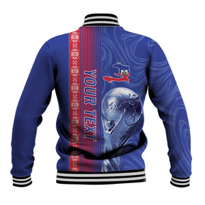 Custom Afro-Haiti Football Baseball Jacket 2026 Grenadye Alaso Blue Version - African Pride