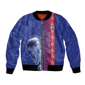 Custom Afro-Haiti Football Bomber Jacket 2026 Grenadye Alaso Blue Version - African Pride