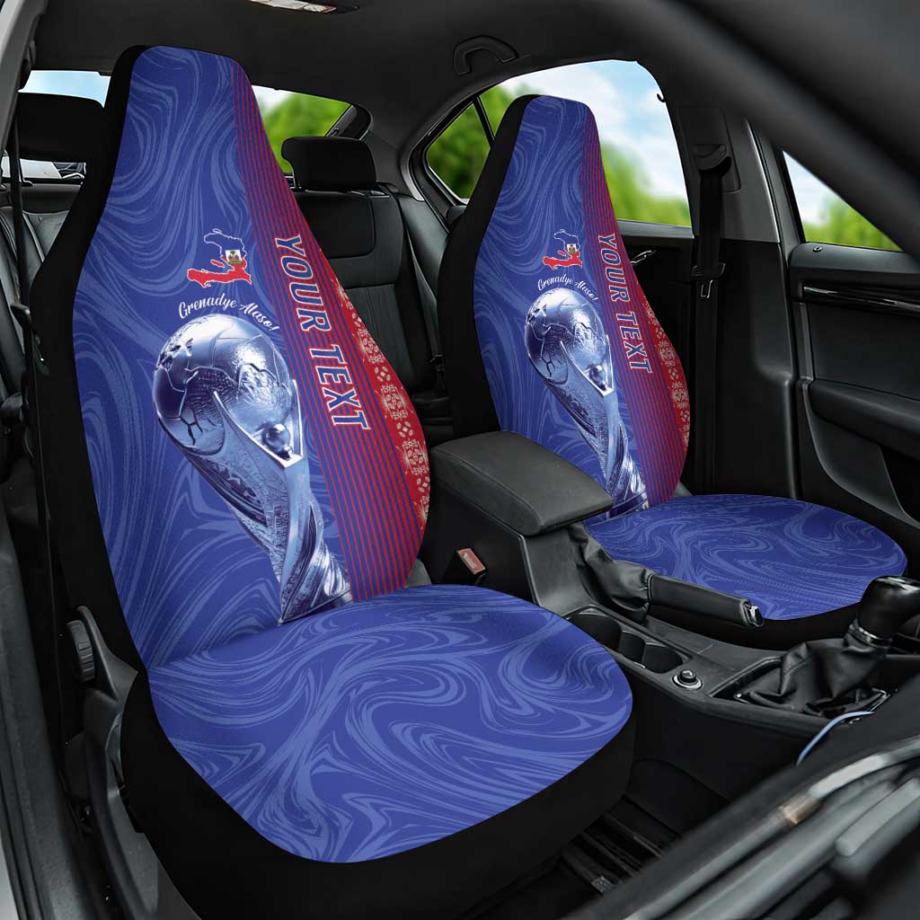 Custom Afro-Haiti Football Car Seat Cover 2026 Grenadye Alaso Blue Version - African Pride