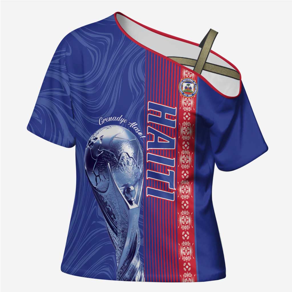 Custom Afro-Haiti Football Cross Shoulder Shirt 2026 Grenadye Alaso Blue Version - African Pride