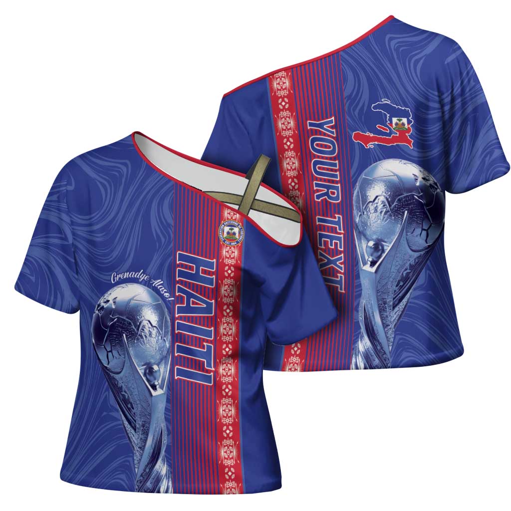 Custom Afro-Haiti Football Cross Shoulder Shirt 2026 Grenadye Alaso Blue Version - African Pride