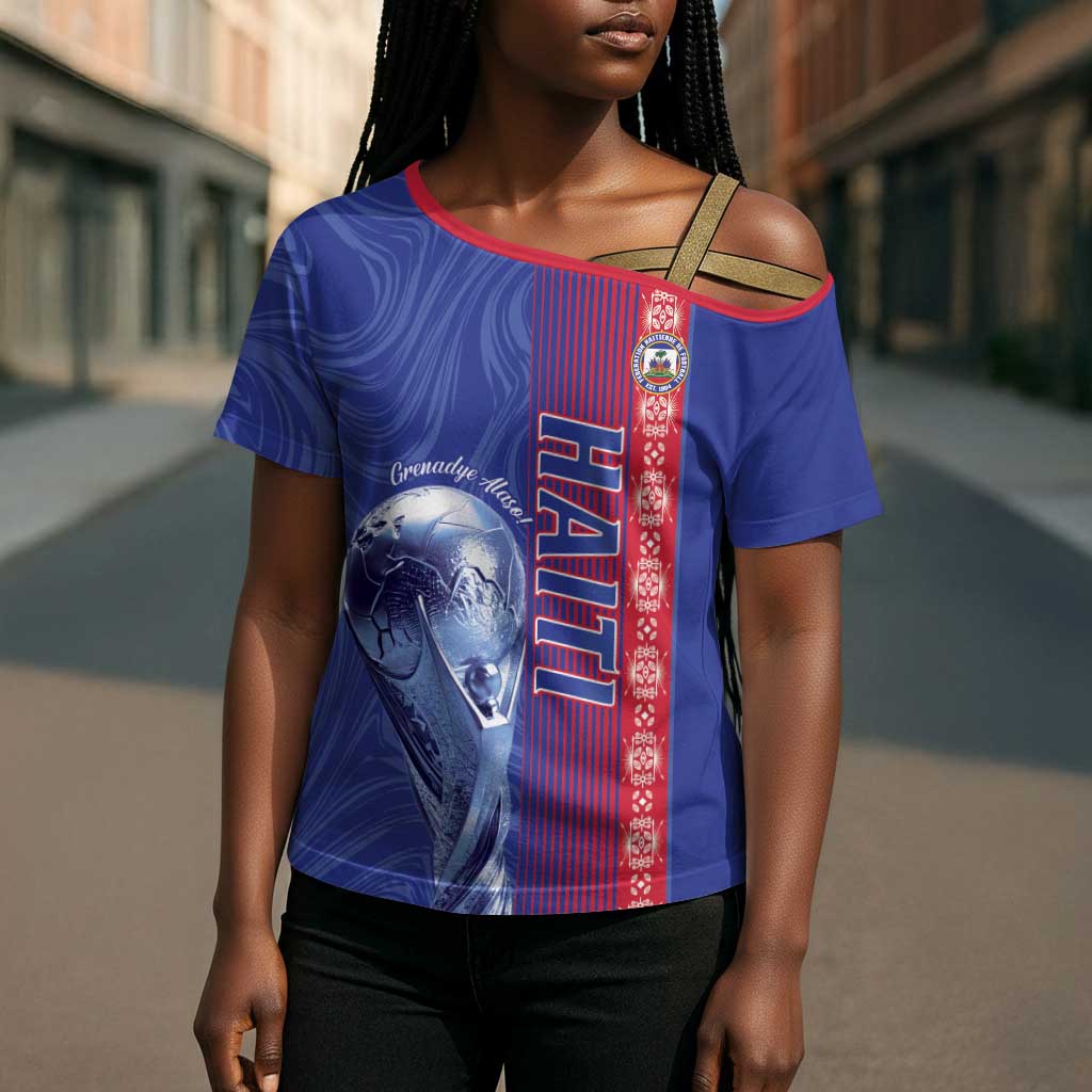 Custom Afro-Haiti Football Cross Shoulder Shirt 2026 Grenadye Alaso Blue Version - African Pride