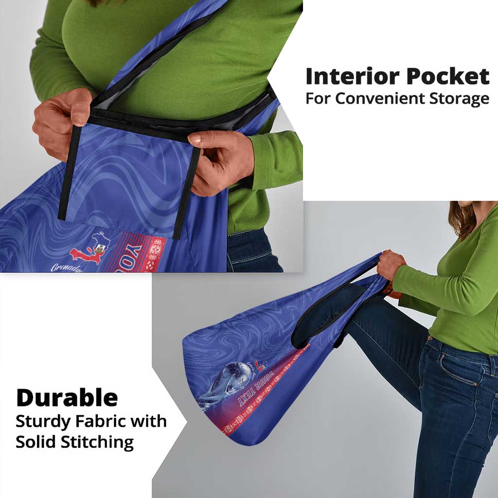 Custom Afro-Haiti Football Grocery Bag 2026 Grenadye Alaso Blue Version - African Pride