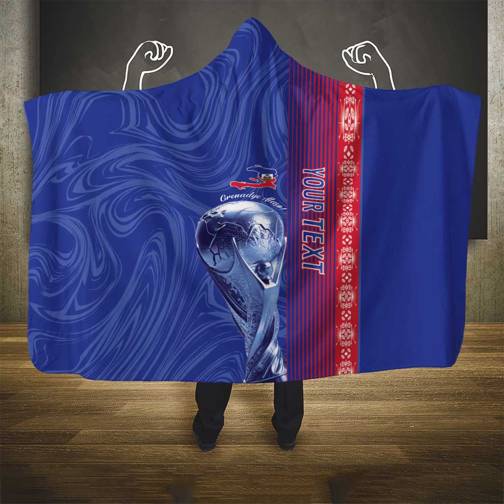 Custom Afro-Haiti Football Hooded Blanket 2026 Grenadye Alaso Blue Version - African Pride