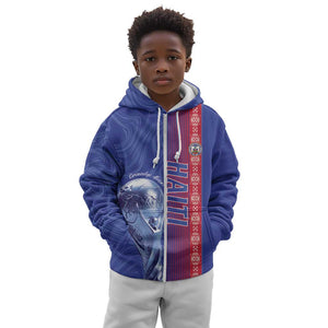 Custom Afro-Haiti Football Kid Hoodie 2026 Grenadye Alaso Blue Version - African Pride